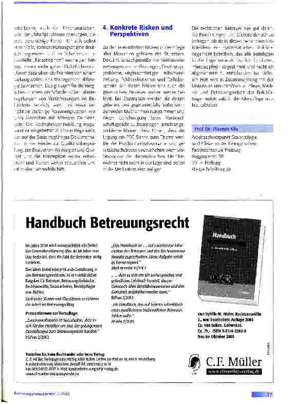 Vorschauseite 6: Risk-Management in der Altenpflege -Entlastung für die Betreuer?