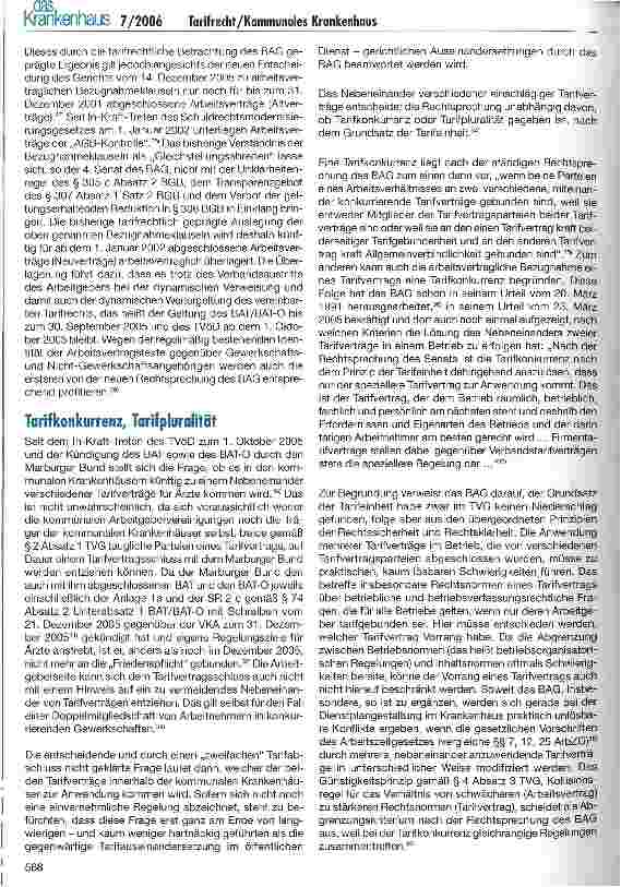 Vorschauseite 4: Tarif austritt, Tarif Bindung und Tarif konkurrenz -tarif rechtliche Aspekte im kommunalen Krankenhaus