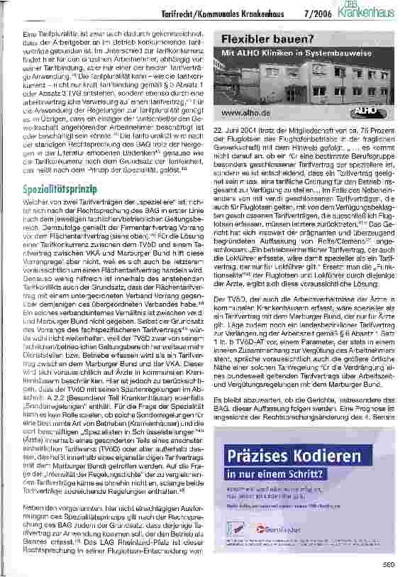 Vorschauseite 5: Tarif austritt, Tarif Bindung und Tarif konkurrenz -tarif rechtliche Aspekte im kommunalen Krankenhaus