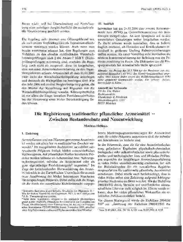 Vorschauseite 1: Die Registrierung traditioneller pflanzlicher Arzneimittel - Zwischen Bestandsschutz und Neuentwicklung