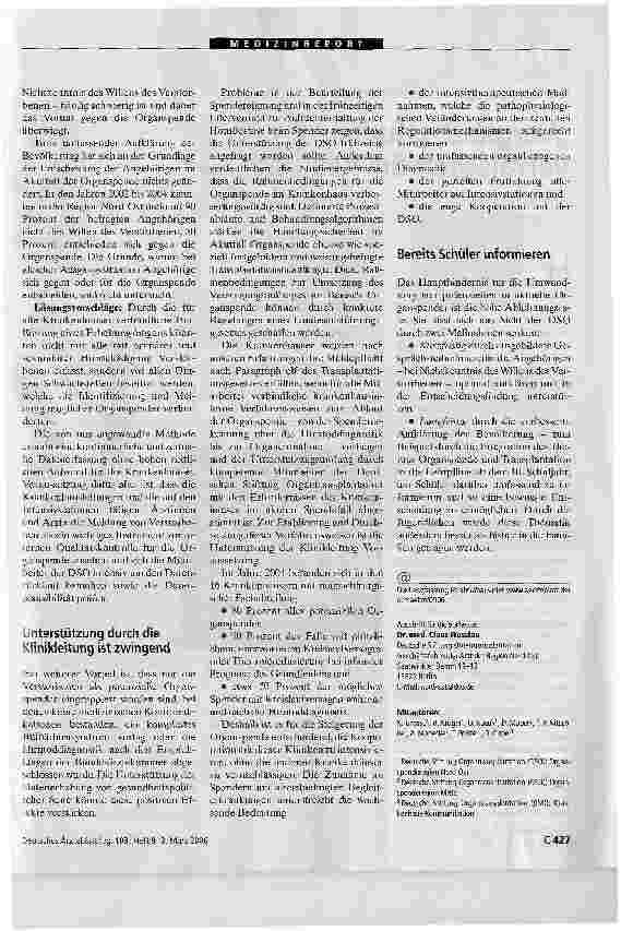 Vorschauseite 2: TransplantationsmedizinOrganspender ist nicht ausgeschöpft