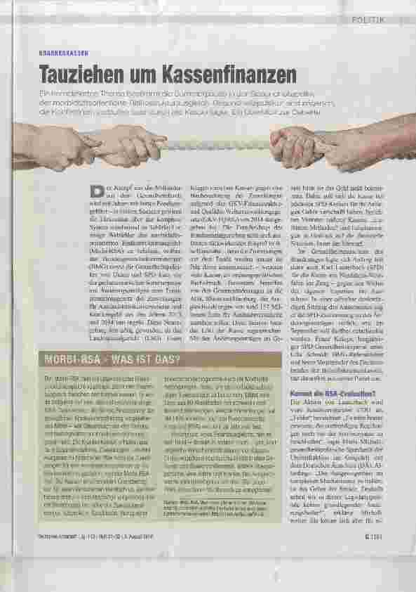 Vorschauseite 1: Tauziehen um Kassenfinanzen