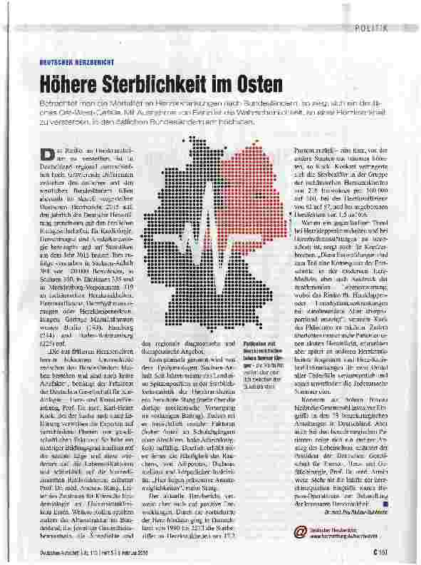 Vorschauseite 1: Höhere Sterblichkeit im Osten