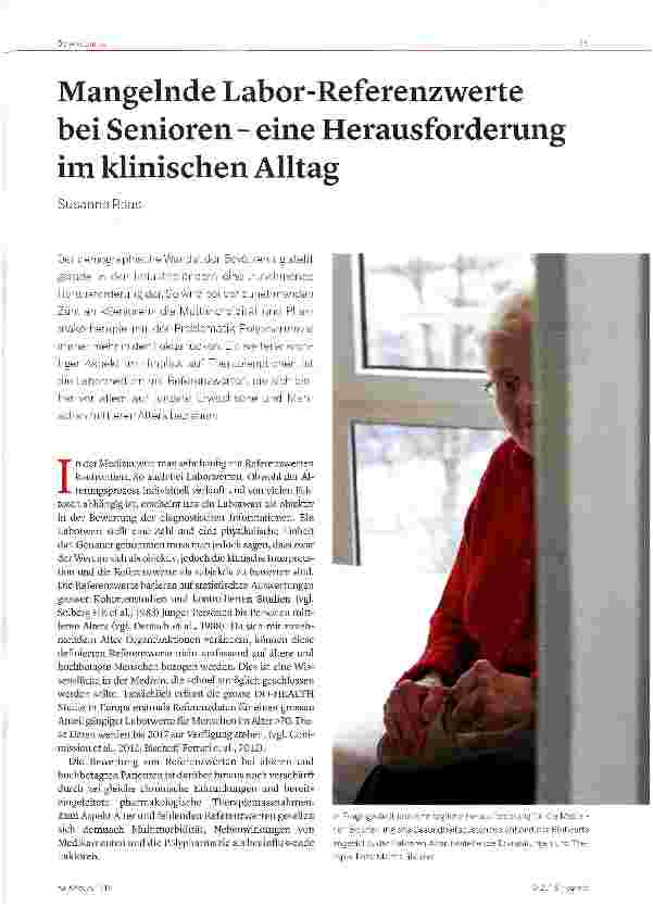 Vorschauseite 1: Mangelnde Labor-Referenzwerte bei Senioren - eine Herausforderung im klinischen Alltag