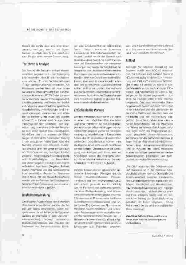 Vorschauseite 3: NÖ Rollout eines elektronischen Dokumentations-, Kommunikationsund Qualitätssicherungsinstruments (PalliDoc®) für mobile und konsiliarisch tätige Palliativteams