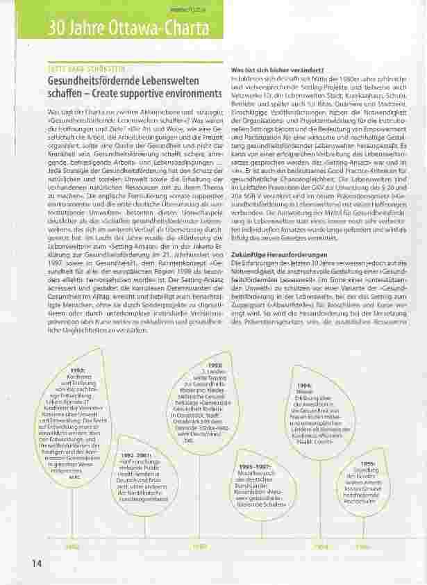 Vorschauseite 1: Gesundheitsfördernde Lebenswelten schaffen - Create supportive environments