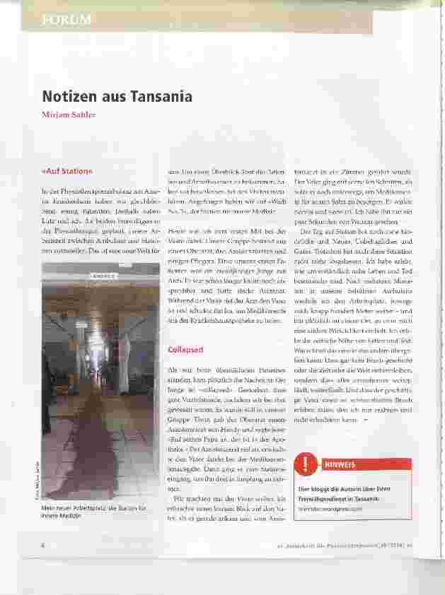 Vorschauseite 1: Notizen aus Tansania