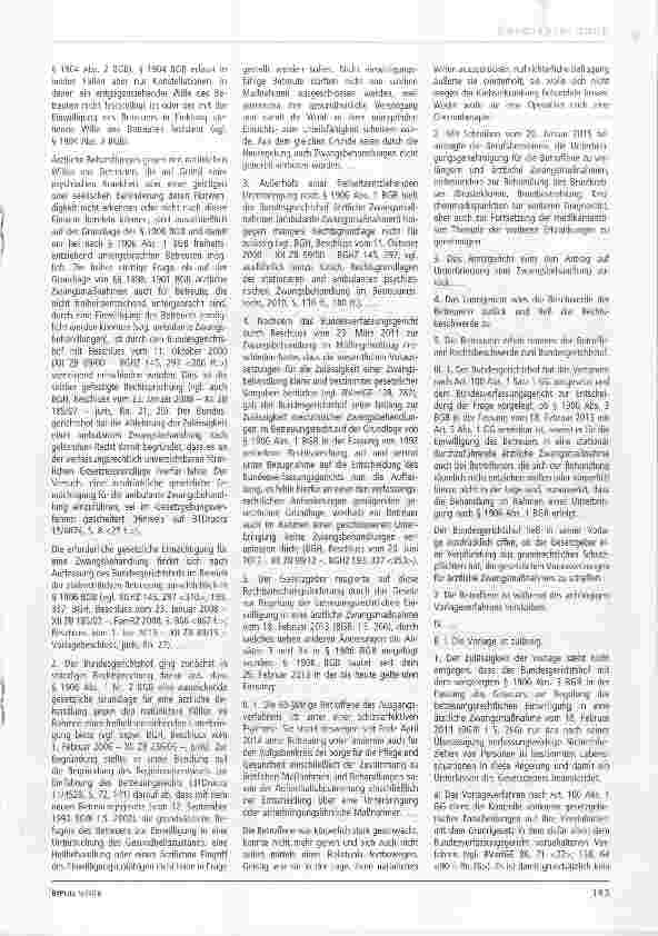 Vorschauseite 2: Zur Zwangsbehandlung § 1906 BGB Schlagworte: Ambulante Zwangsbehandlung