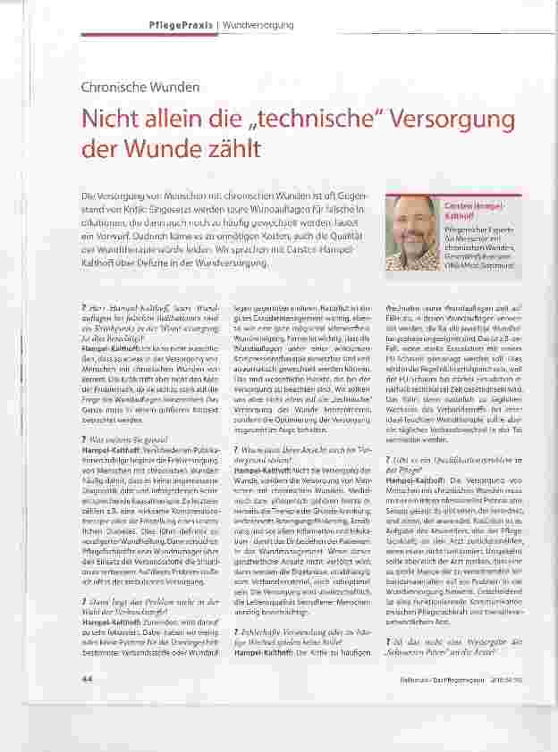 Vorschauseite 1: Chronische Wunden Nicht allein die „technische Versorgung der Wunde zählt