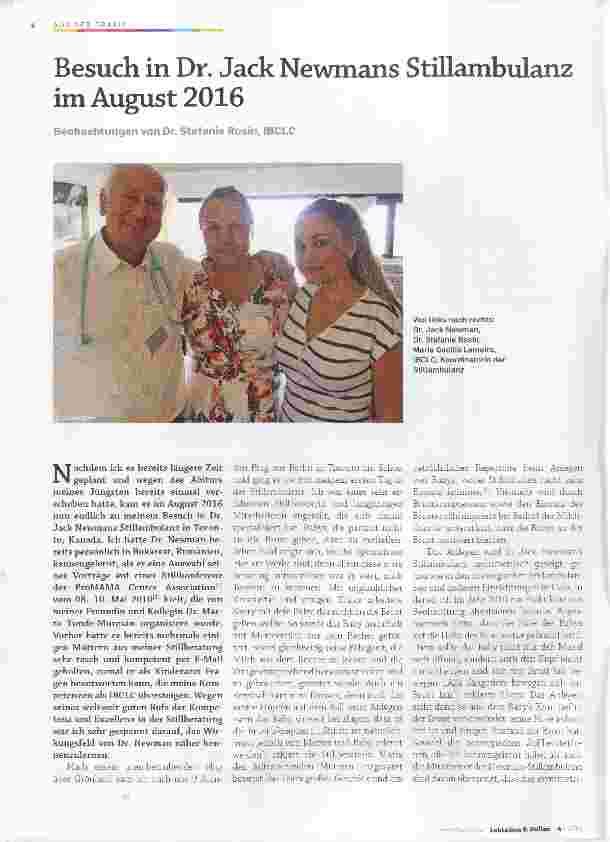 Vorschauseite 1: Besuch in Dr. Jack Newmans Stillambulanz im August 2016
