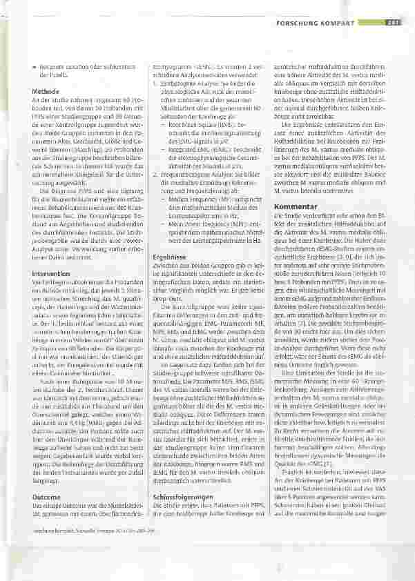 Vorschauseite 2: Aktivität des M. vastus medialis obliquus und M. vastus lateralis während einer beidbeinigen halben Kniebeuge mit oder ohne Hüftadduktion bei Patienten mit patellofemoralem Schmer…