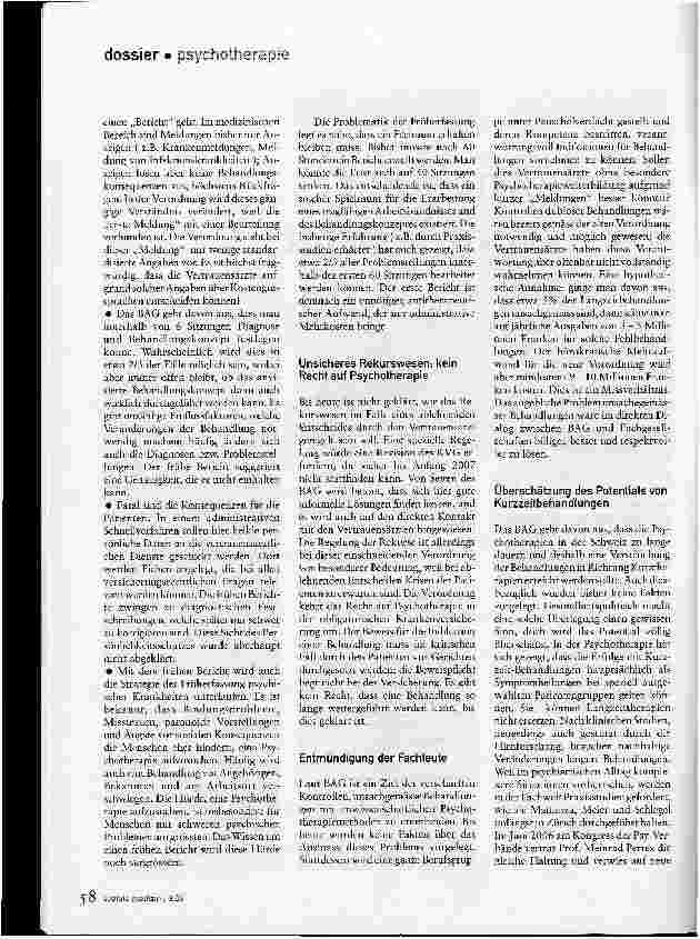 Vorschauseite 2: Psychotherapie weg vom Fenster?