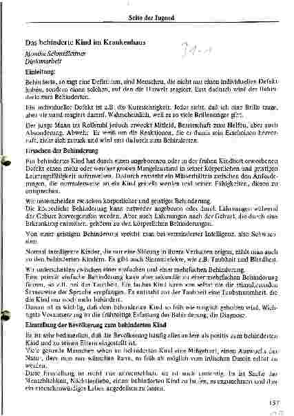 Vorschauseite 1: Das behinderte Kind im Krankenhaus