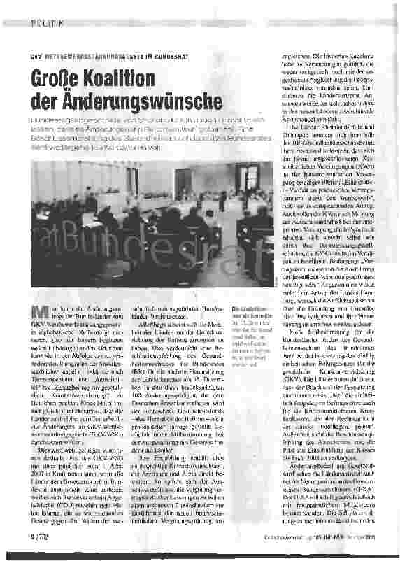 Vorschauseite 1: Große Koalition der Änderungswünsche