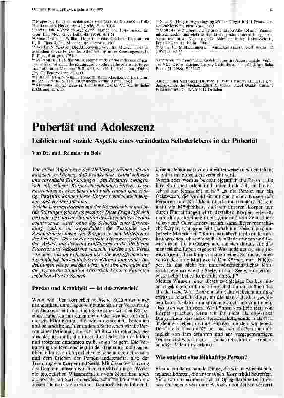 Vorschauseite 1: Pubertät und Adoleszenz Leibliche und soziale Aspekte eines veränderten Selbsterlebens in der Pubertät