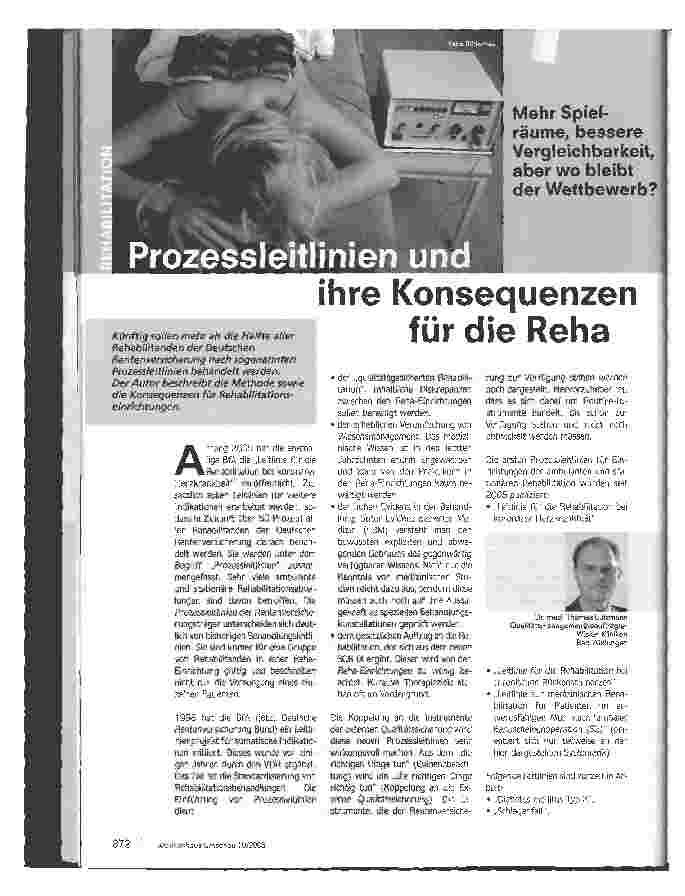 Vorschauseite 1: Prozessleitlinien und ihre Konsequenzen für die Reha