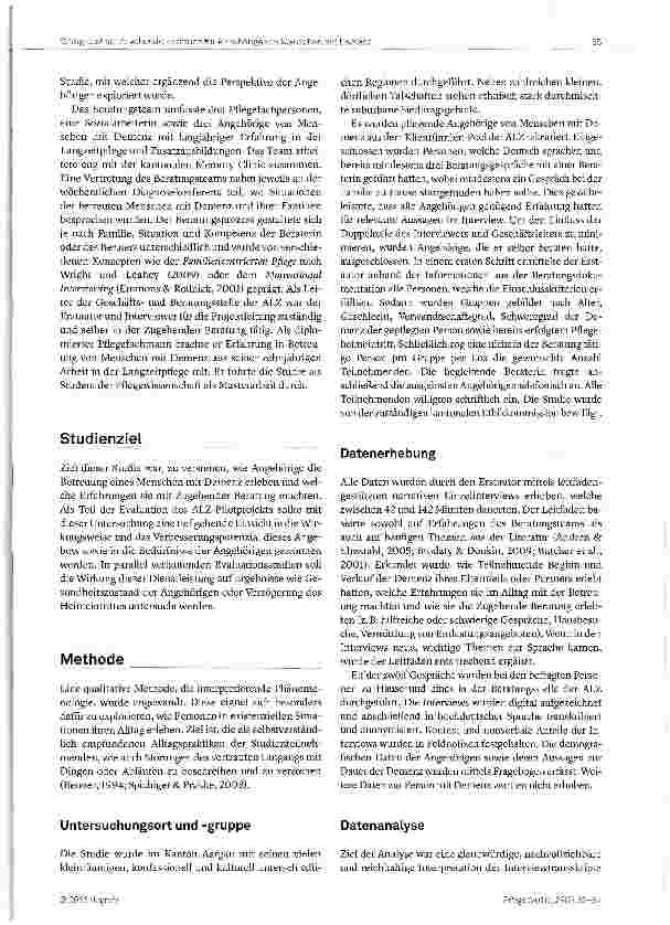 Vorschauseite 3: Erfahrungen Angehöriger mit der Betreuung von Menschen mit Demenz und zugehender Beratung