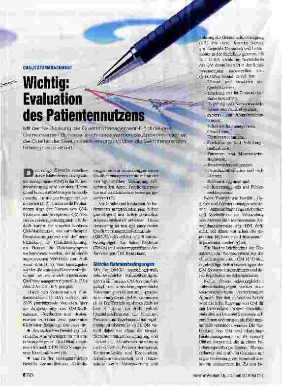 Vorschauseite 1: Wichtig: Evaluation des Patientennutzens