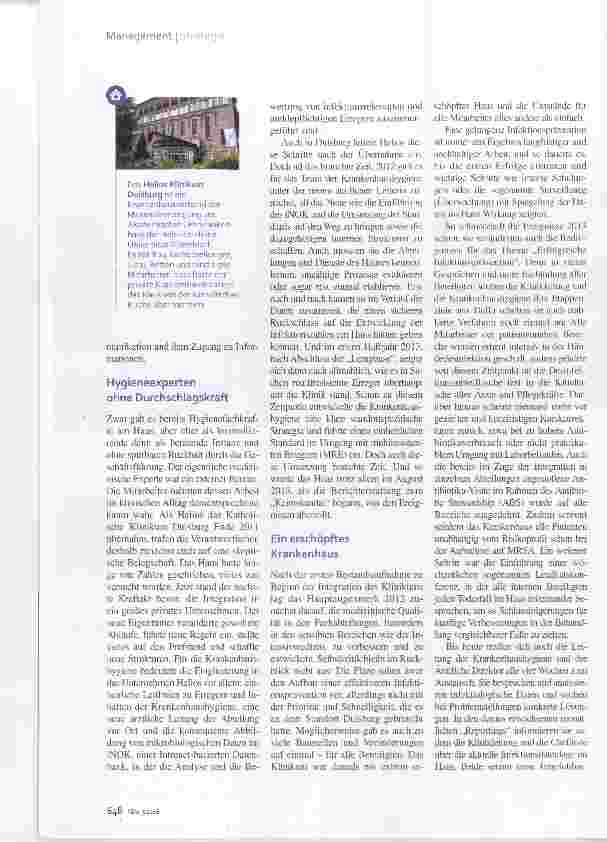 Vorschauseite 3: Hygienemanagement Gestern Schlusslicht, heute Vorreiter