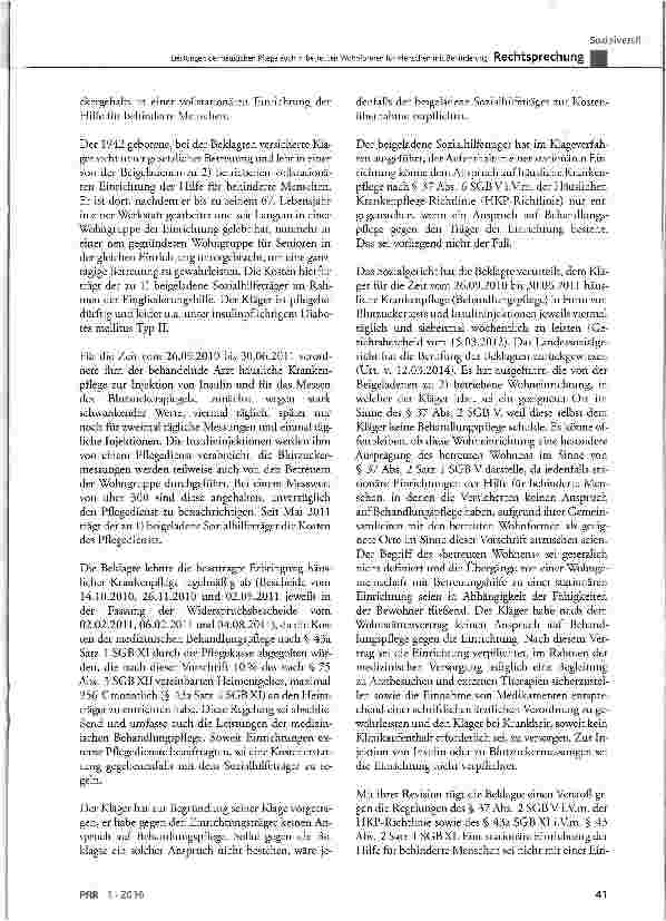 Vorschauseite 2: Leistungen der häuslichen Pflege auch in betreuten Wohnformen für Menschen mit Behinderung