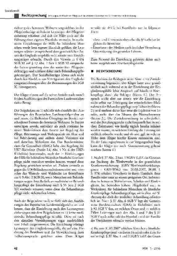 Vorschauseite 3: Leistungen der häuslichen Pflege auch in betreuten Wohnformen für Menschen mit Behinderung