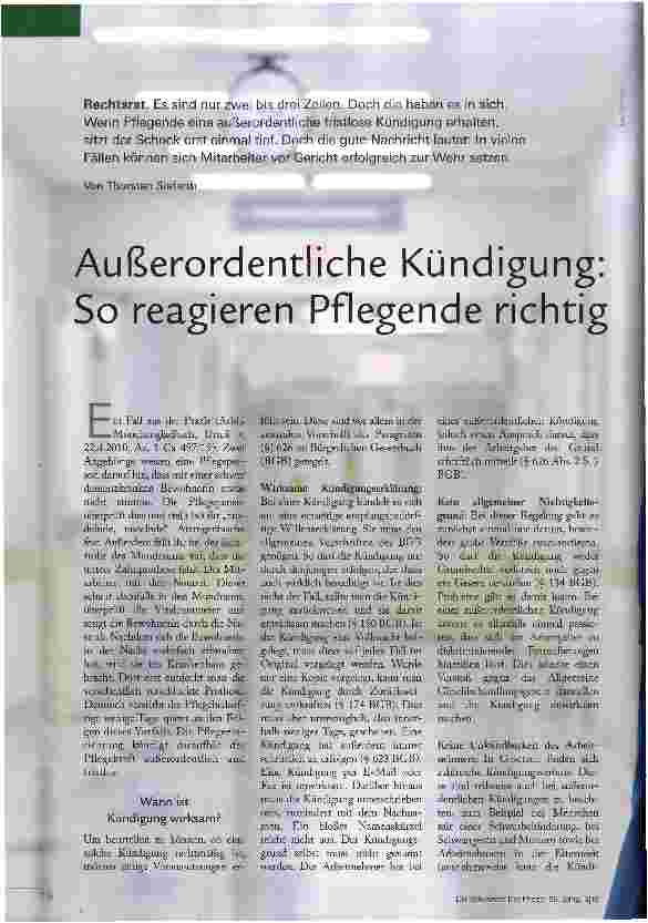 Vorschauseite 1: Außerordentliche Kündigung: So reagieren Pflegende richtig