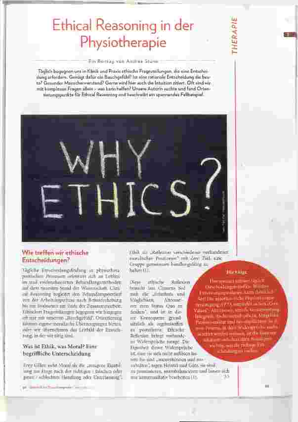 Vorschauseite 1: Ethical Reasoning in der Physiotherapie