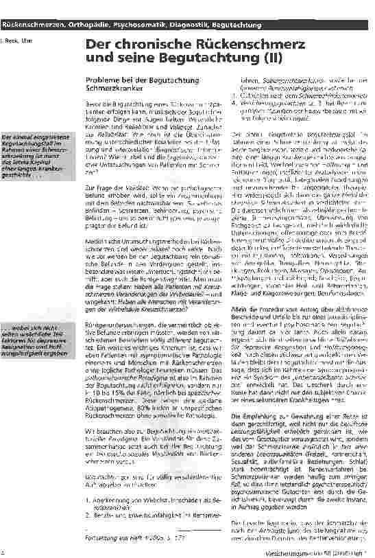 Vorschauseite 1: Der chronische Rückenschmerz und seine Begutachtung (II)