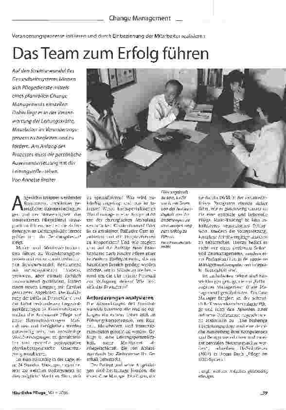 Vorschauseite 1: Veränderungsprozesse initiieren und durch Einbeziehung der Mitarbeiter realisieren. Das Team zum Erfolg führen