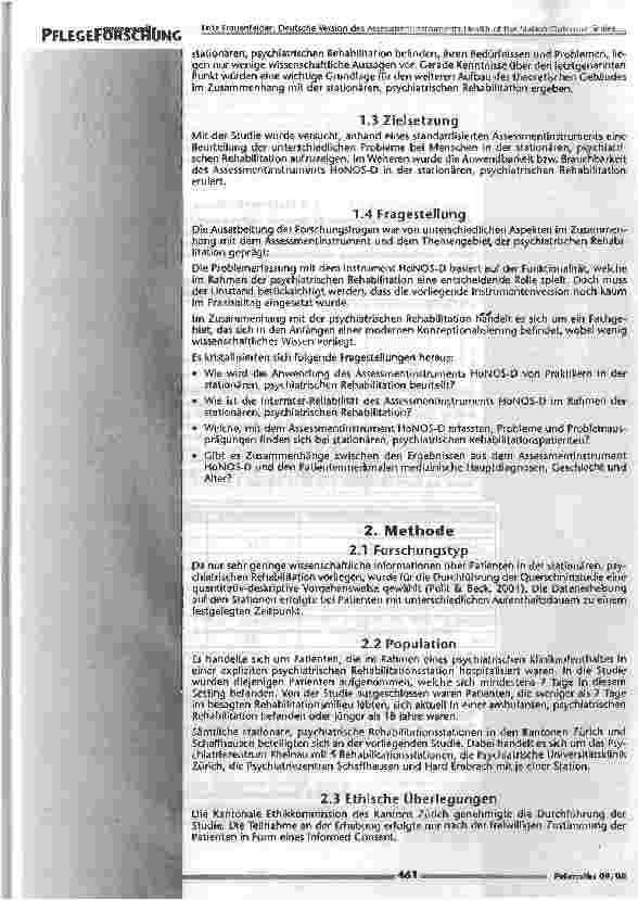 Vorschauseite 3: Deutsche Version des Assessmentinstruments Health of the Nation Outcome Scales (HoNOS-P)