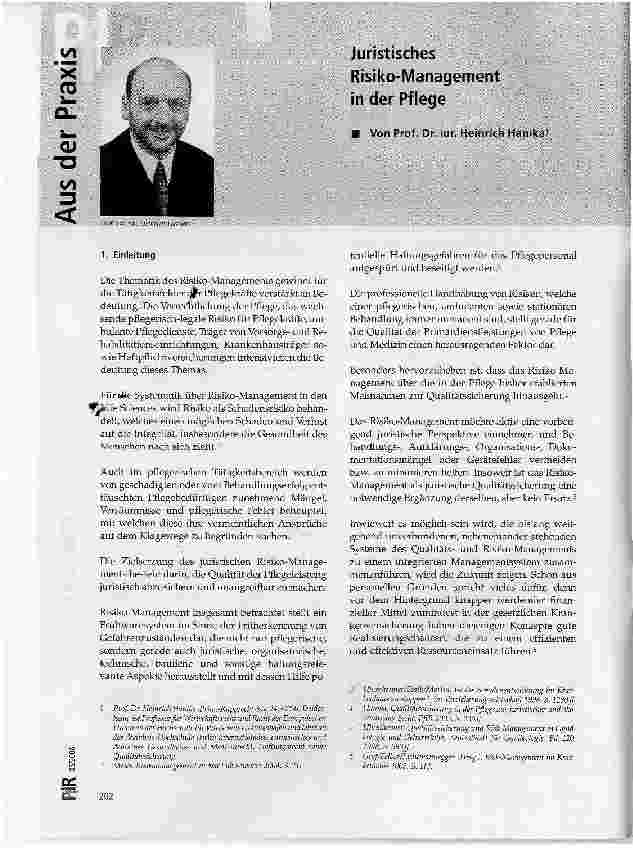 Vorschauseite 1: Juristisches Risiko-Management in der Pflege