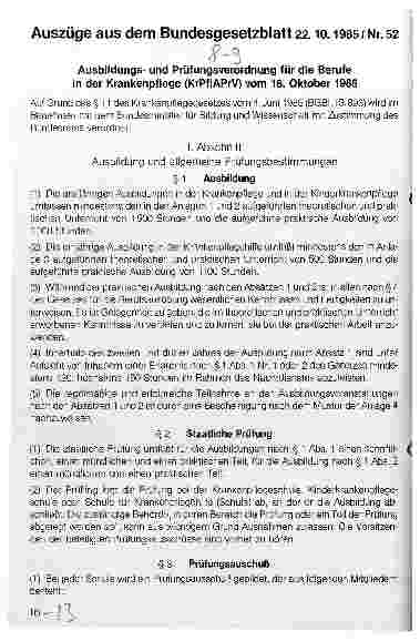 Vorschauseite 1: Auszüge aus dem Bundesgesetzblatt 22.10.1985/Nr. 52