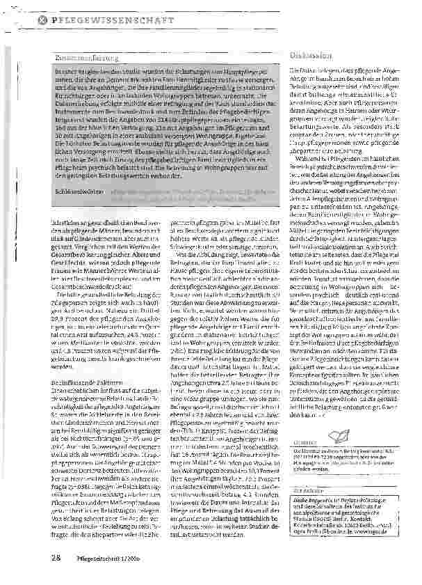 Vorschauseite 4: Die Versorgungsform spielt eine RolleBelastungen von Angehörigen demenziell Erkrankter: