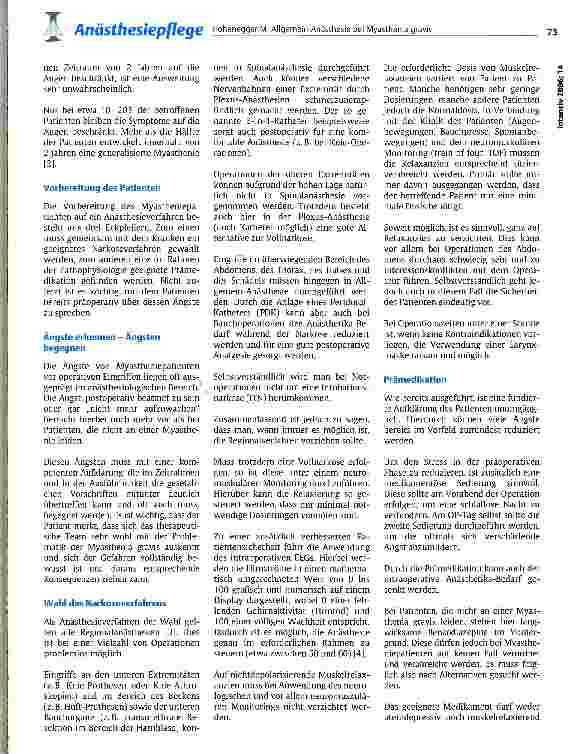 Vorschauseite 2: Allgemein-Anästhesie bei Myasthenia gravis