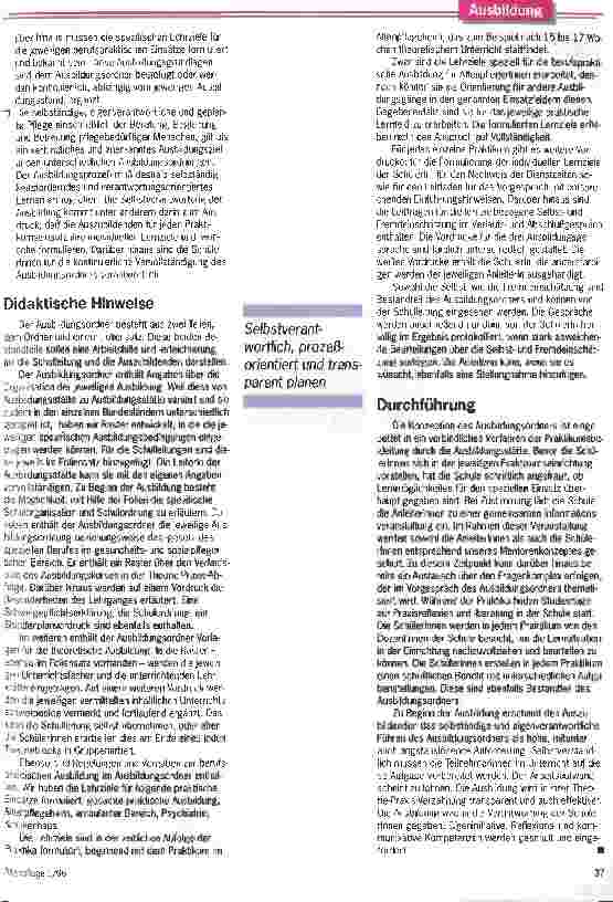 Vorschauseite 3: Theorie und Praxis sinnvoll verzahnen Ausbildungsordner bieten eine strukturierte Hilfestellung in der Kooperation zwischen SchülerInnen und Praktikumsstelle