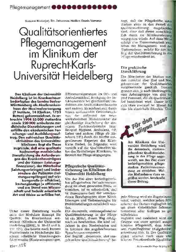 Vorschauseite 1: Qualitätsorientiertes Pflegemanagement im Klinikum der Ruprecht-Karls-Universität Heidelberg
