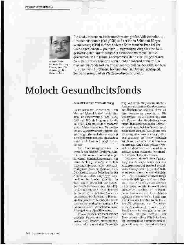 Vorschauseite 1: Moloch Gesundheitsfonds