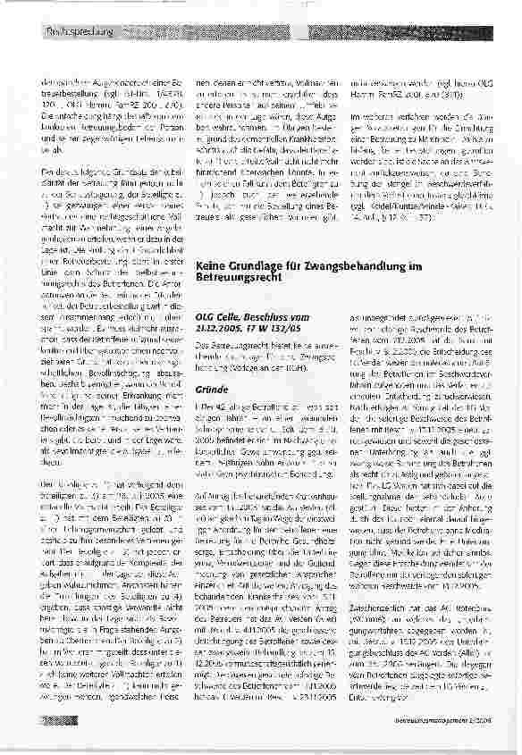 Vorschauseite 1: Keine Grundlage für Zwangsbehandlung im Betreuungsrecht
