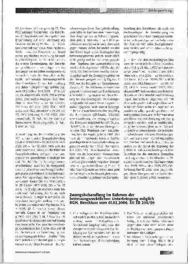 Vorschauseite 2: Keine Grundlage für Zwangsbehandlung im Betreuungsrecht