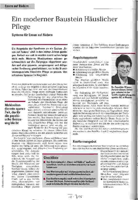 Vorschauseite 1: Ein moderner Baustein Häuslicher Pflege Systeme für Essen auf Rädern
