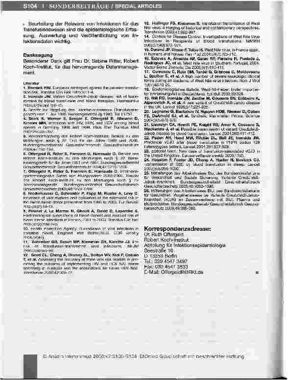Vorschauseite 5: Durch Blut übertragbare Infektionen-Aktueller Kenntnisstand, aktuelle Datenlage* -