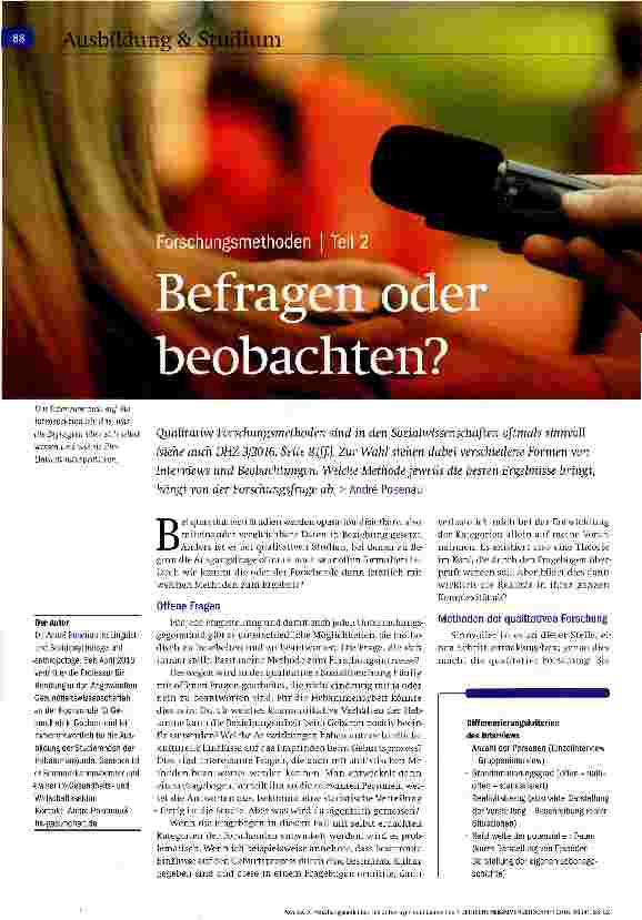Vorschauseite 1: Forschungsmethoden Teil 2 Befragen oder beobachten?