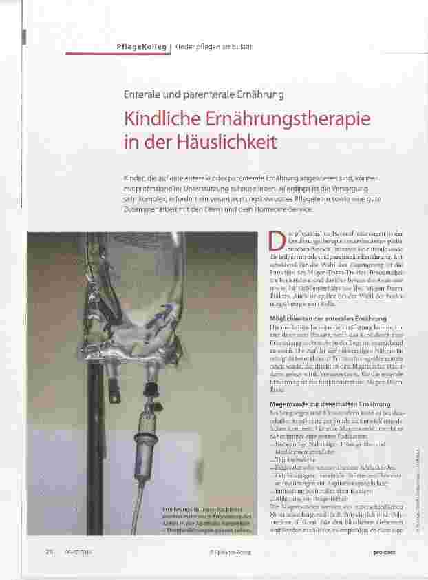Vorschauseite 1: Entérale und parenterale Ernährung Kindliche Ernährungstherapie in der Häuslichkeit