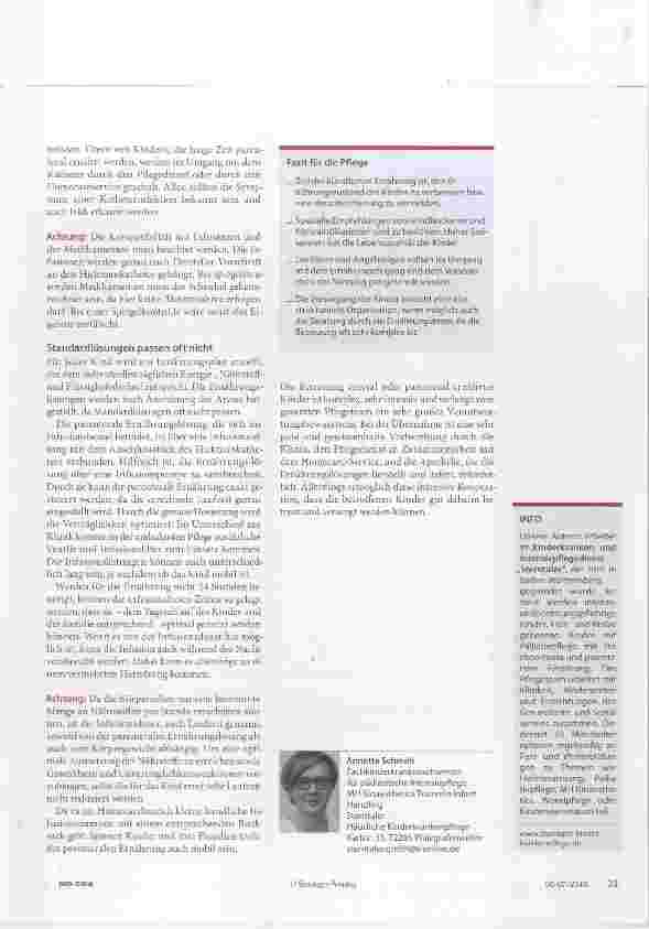 Vorschauseite 4: Entérale und parenterale Ernährung Kindliche Ernährungstherapie in der Häuslichkeit