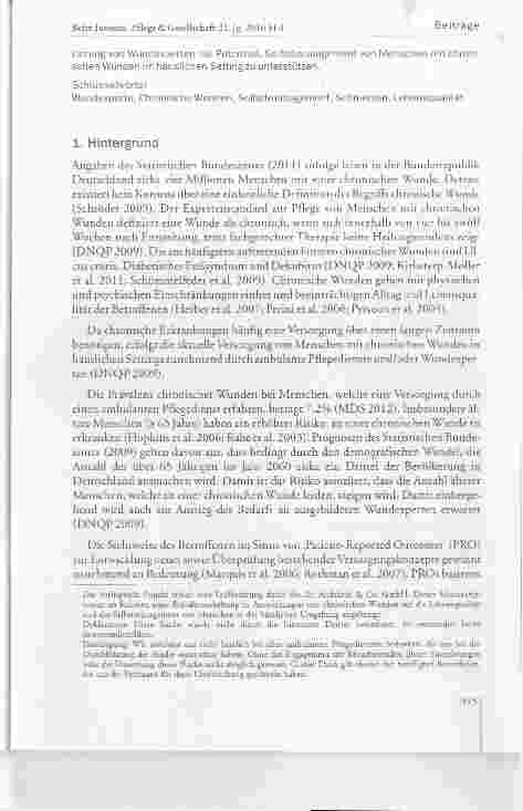 Vorschauseite 2: Einfluss von Wundexperten auf Selbstmanagement, Schmerzen und Lebensqualität von Menschen mit chronischen Wunden im häuslichen Setting