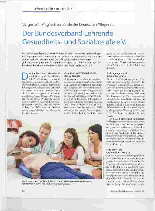Vorschauseite 1: Vorgestellt: Mitgliedsverbände des Deutschen Pflegerats Der Bundesverband Lehrende Gesundheitsund Sozialberufe e. V.