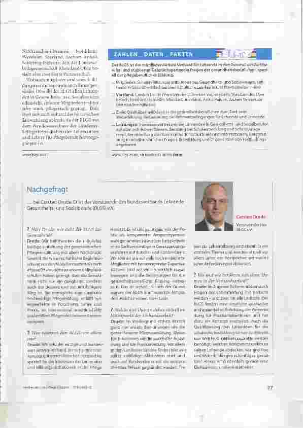 Vorschauseite 2: Vorgestellt: Mitgliedsverbände des Deutschen Pflegerats Der Bundesverband Lehrende Gesundheitsund Sozialberufe e. V.