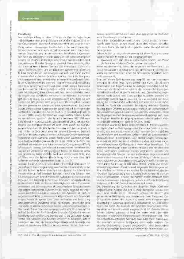 Vorschauseite 2: Das Multiplayer-Online-Rollenspiel World of Warcraft als eine moderne Co-Occupation Eine qualitative Untersuchung virtueller Betätigungswelten von Paaren