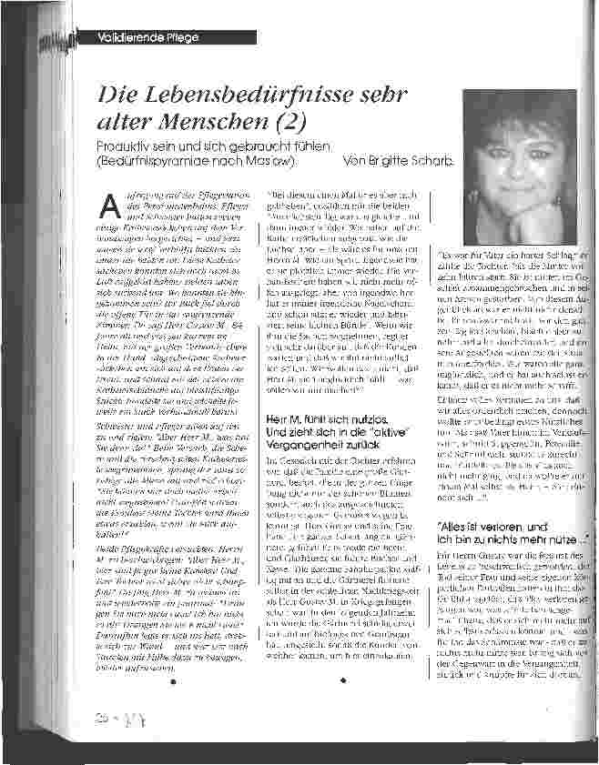 Vorschauseite 1: Die Lebensbedürfnisse sehr alter Menschen (2) Produktiv sein und sich gebraucht fühlen (Bedürfnispyramide nach Maslow)