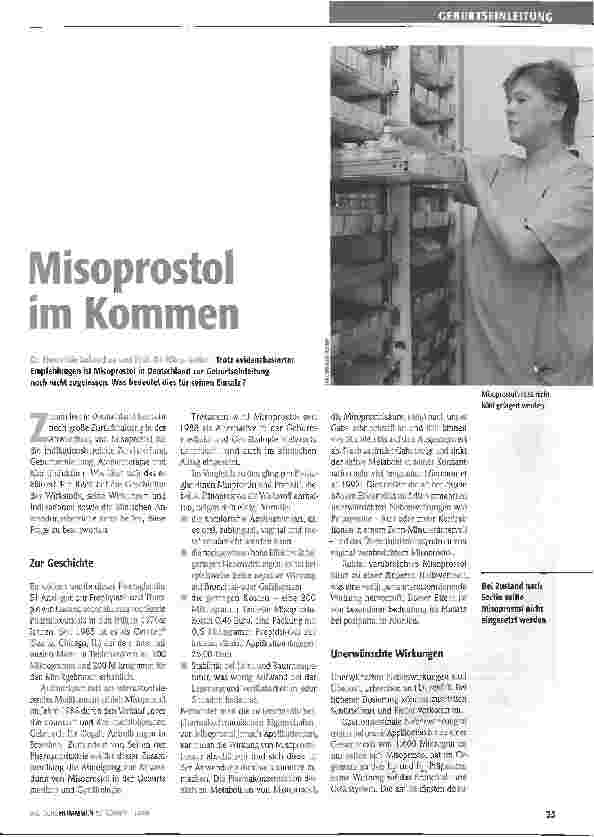 Vorschauseite 1: Misoprostol im Kommen